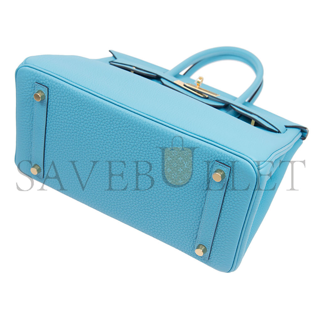 HERMES BIRKIN 25 EPSOM LEATHER CANDY BLUE GOLD BUCKLE BAG H028369CC7N (25*20*13cm)